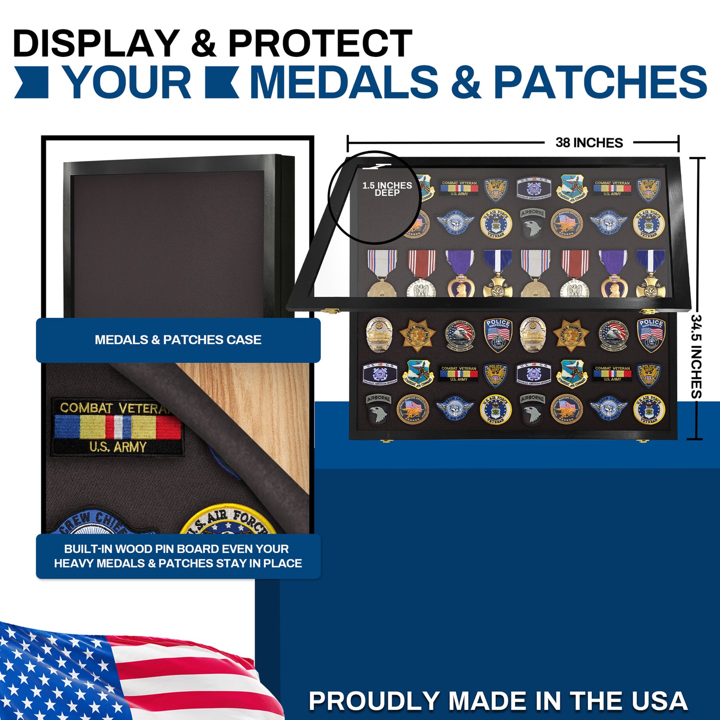 Medal Display Case - Award Display - Patches Display - Large