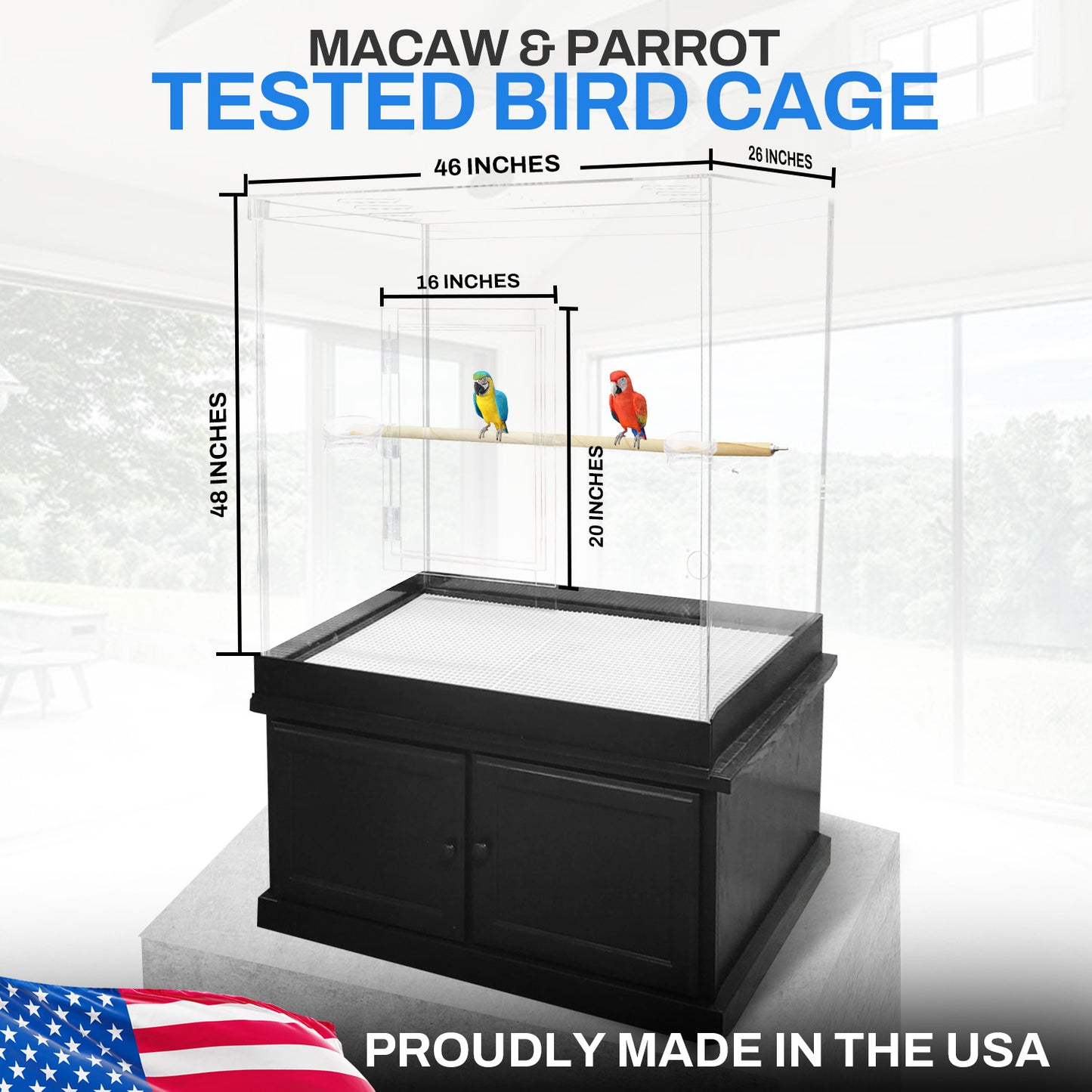 Extra Large Acrylic Bird Cage -Macaw Acrylic Cage