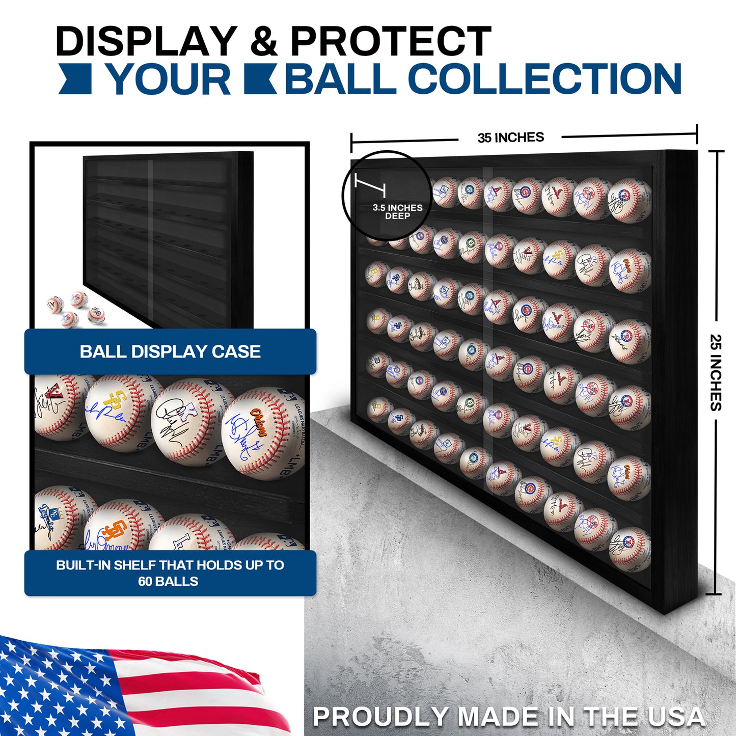 Baseball and Hockey Puck Display (Holds 60 Balls)