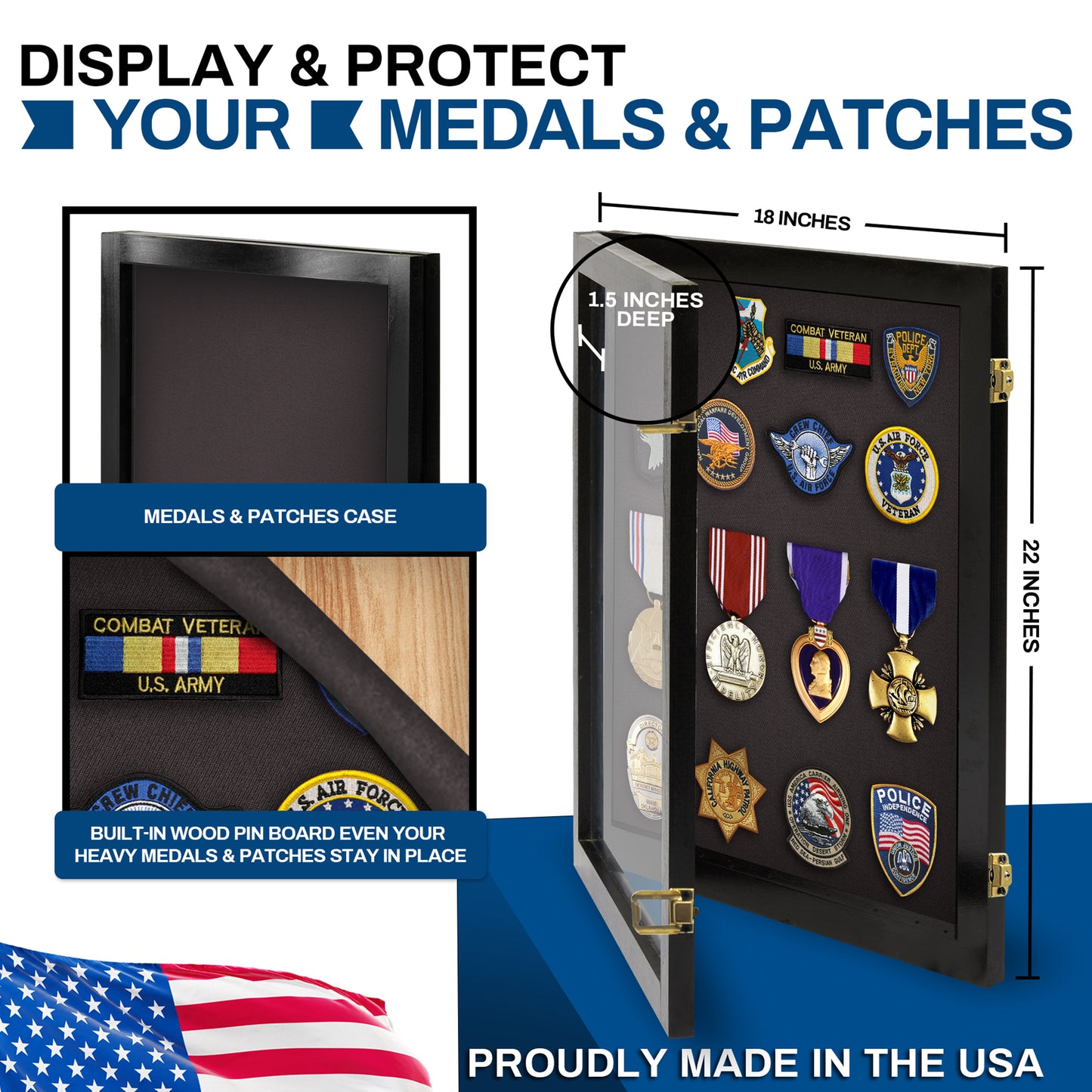 Medal Display Case - Award Display - Patches Display - Small