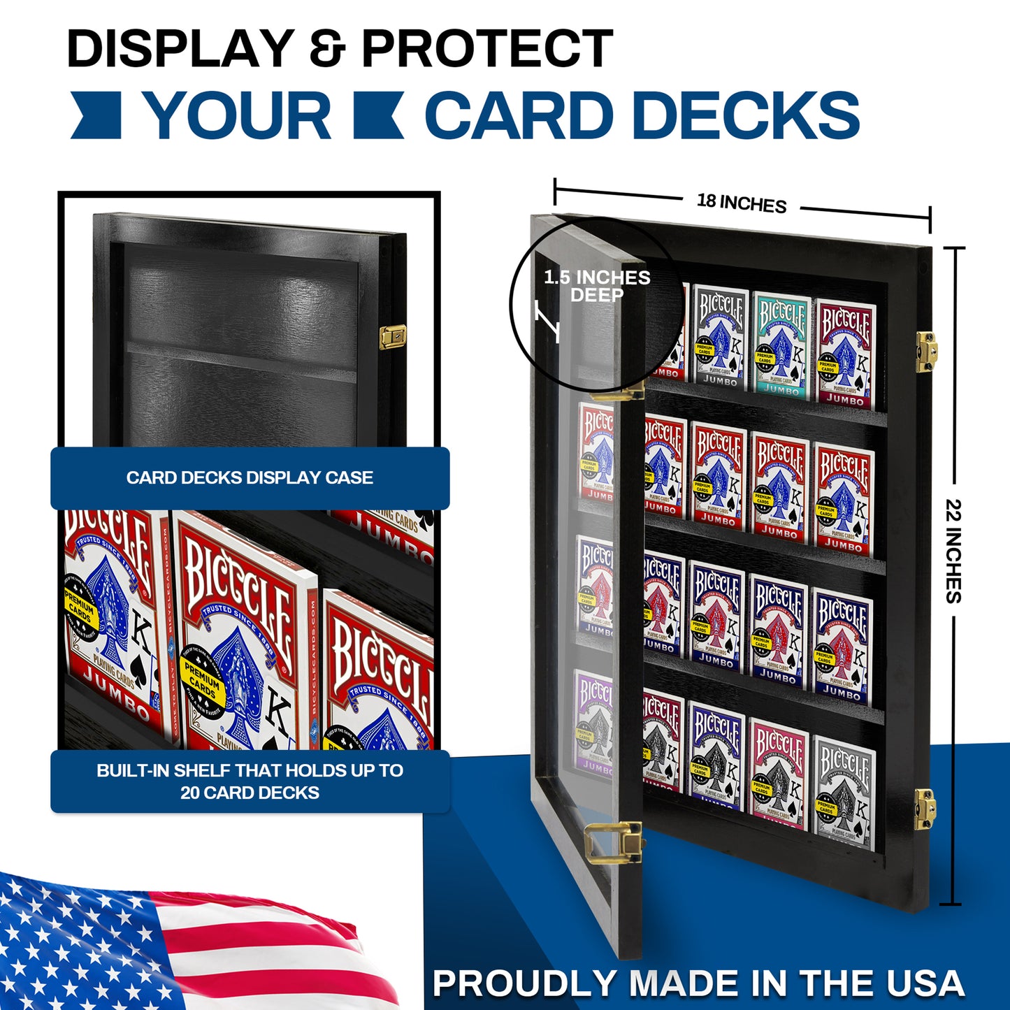 Playing Card Deck Display Case - Holds 20 Decks