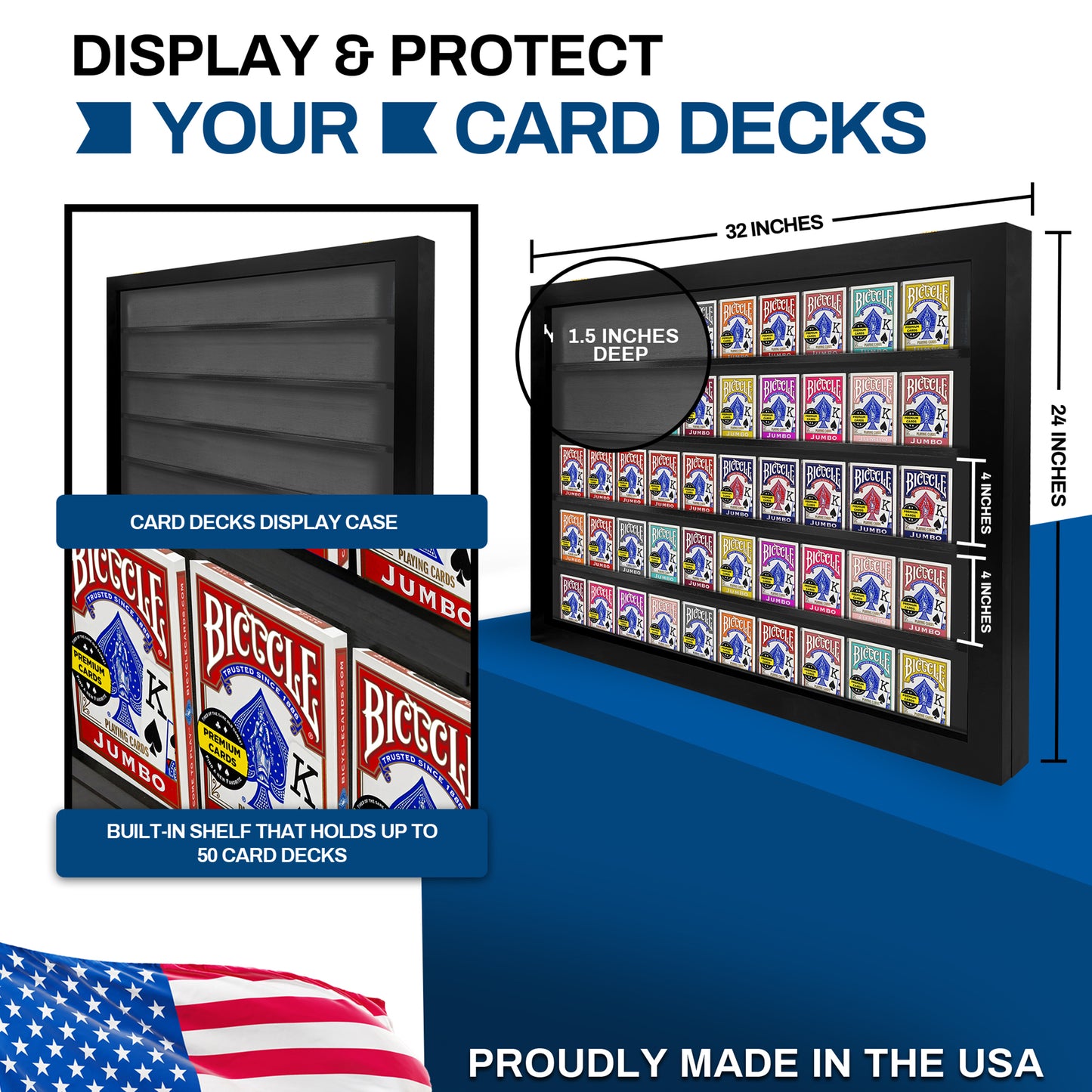 Playing Card Deck Display Case - Holds 50 Decks