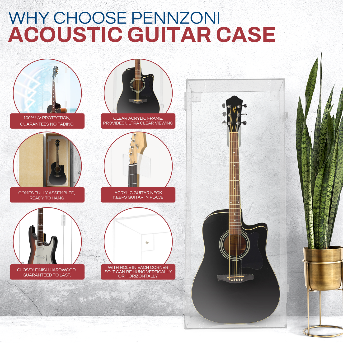 Acoustic Guitar Display Case - Fully Acrylic