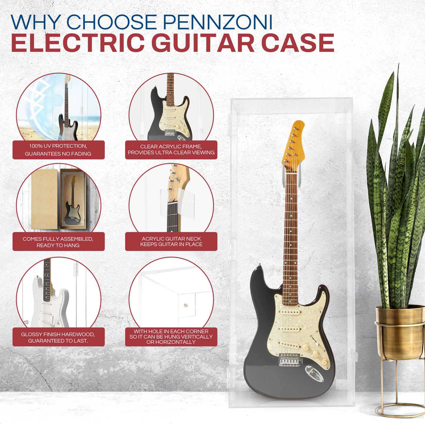 Electric Guitar Display Case - Fully Acrylic