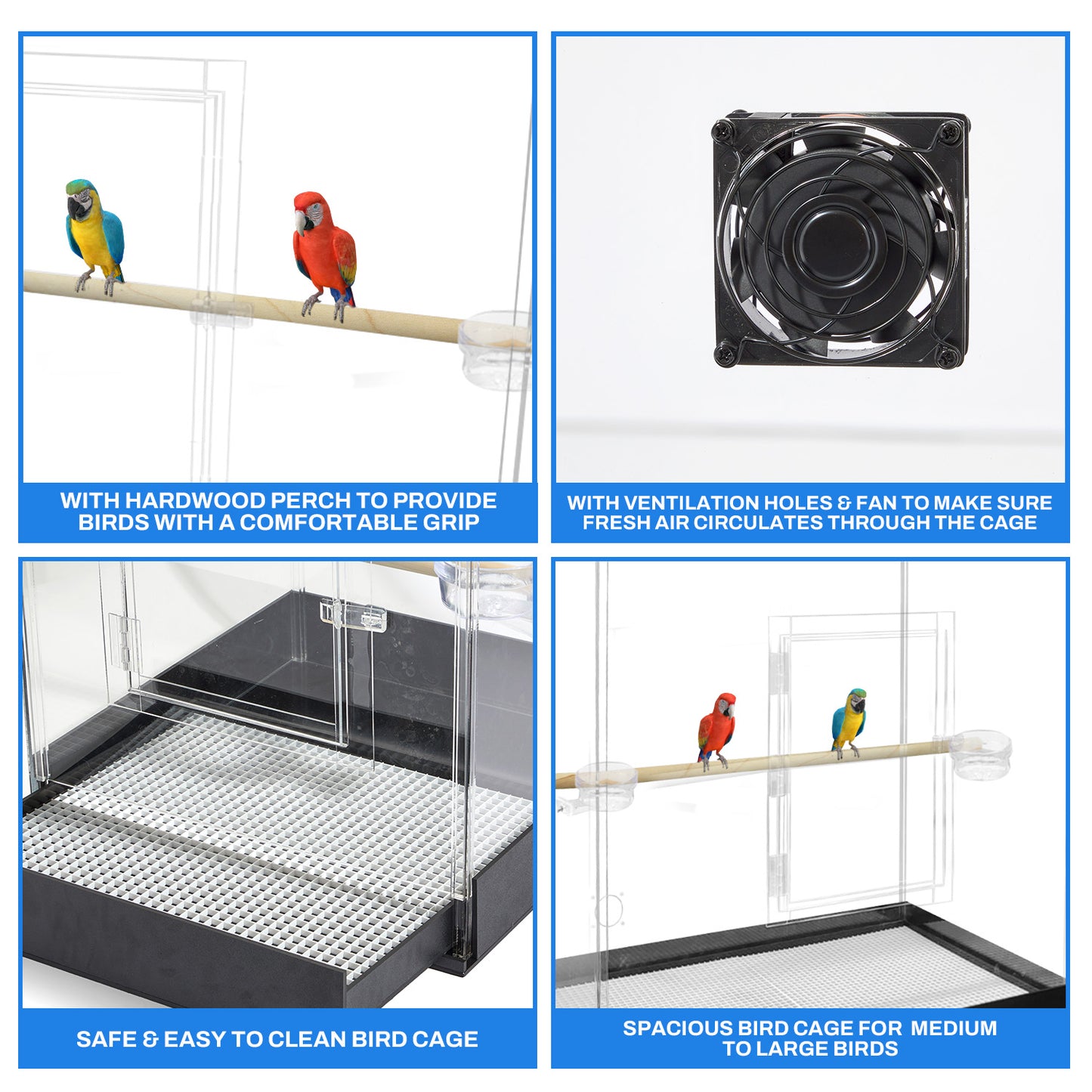 Extra Large Acrylic Bird Cage -Macaw Acrylic Cage