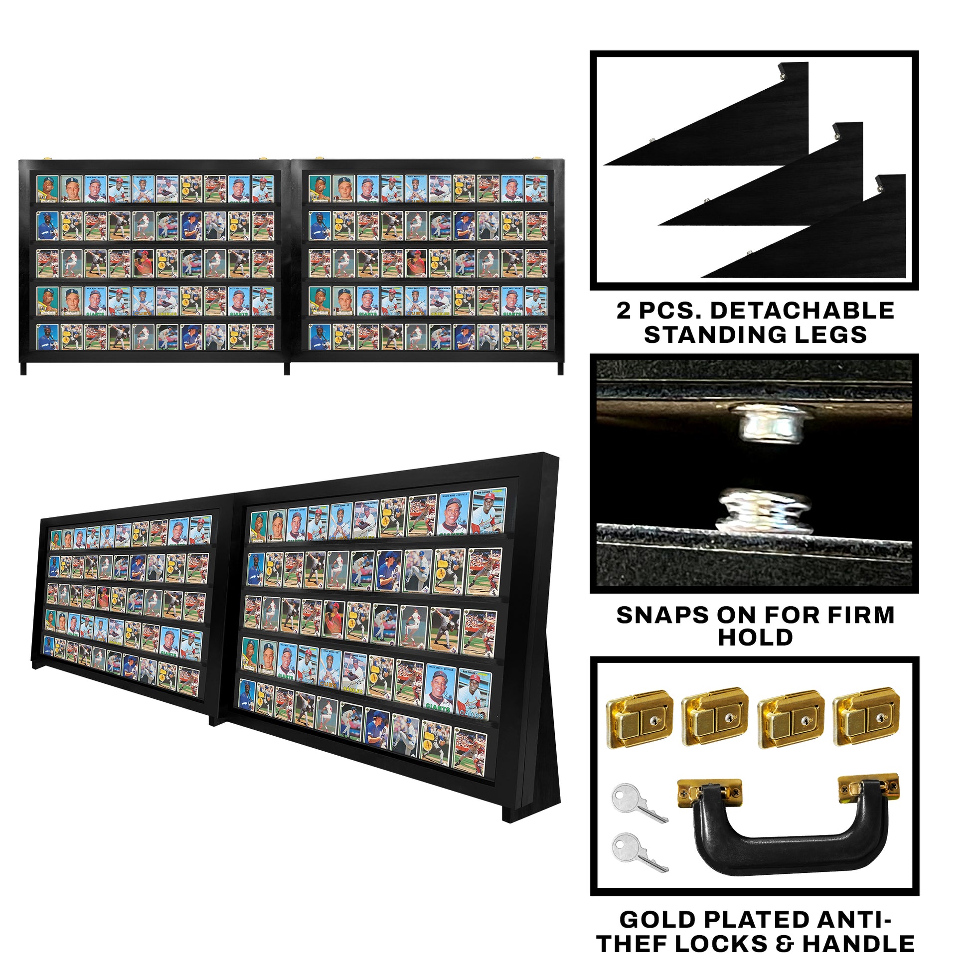 Pennzoni Full Table Top Display Case w/ Stand, Acrylic Baseball Card Show, Black Pennzoni Full Table Top Display Case w/ Stand, Acrylic Baseball Card Show, Black