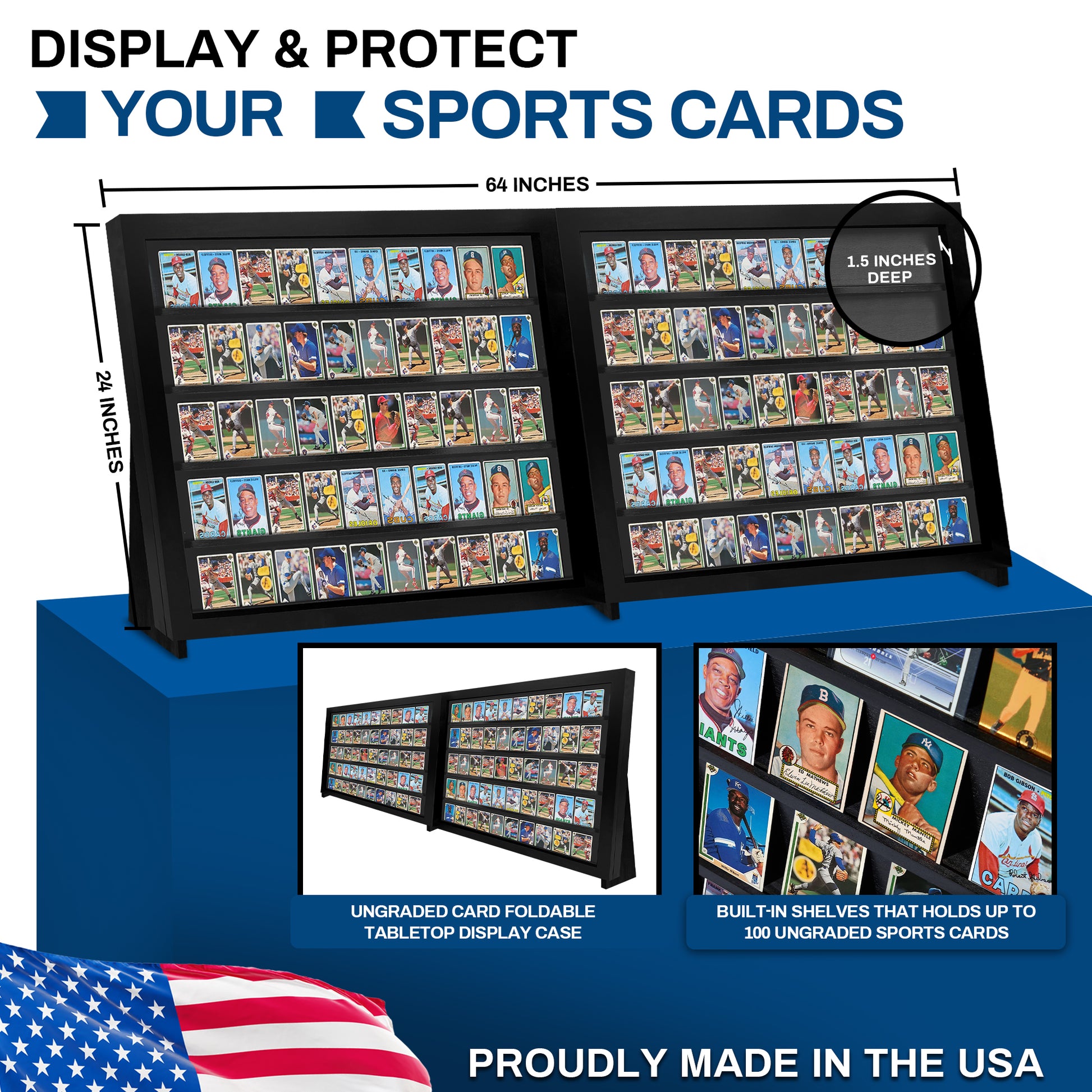 Pennzoni Full Table Top Display Case w/ Stand, Acrylic Baseball Card Show, Black Pennzoni Full Table Top Display Case w/ Stand, Acrylic Baseball Card Show, Black