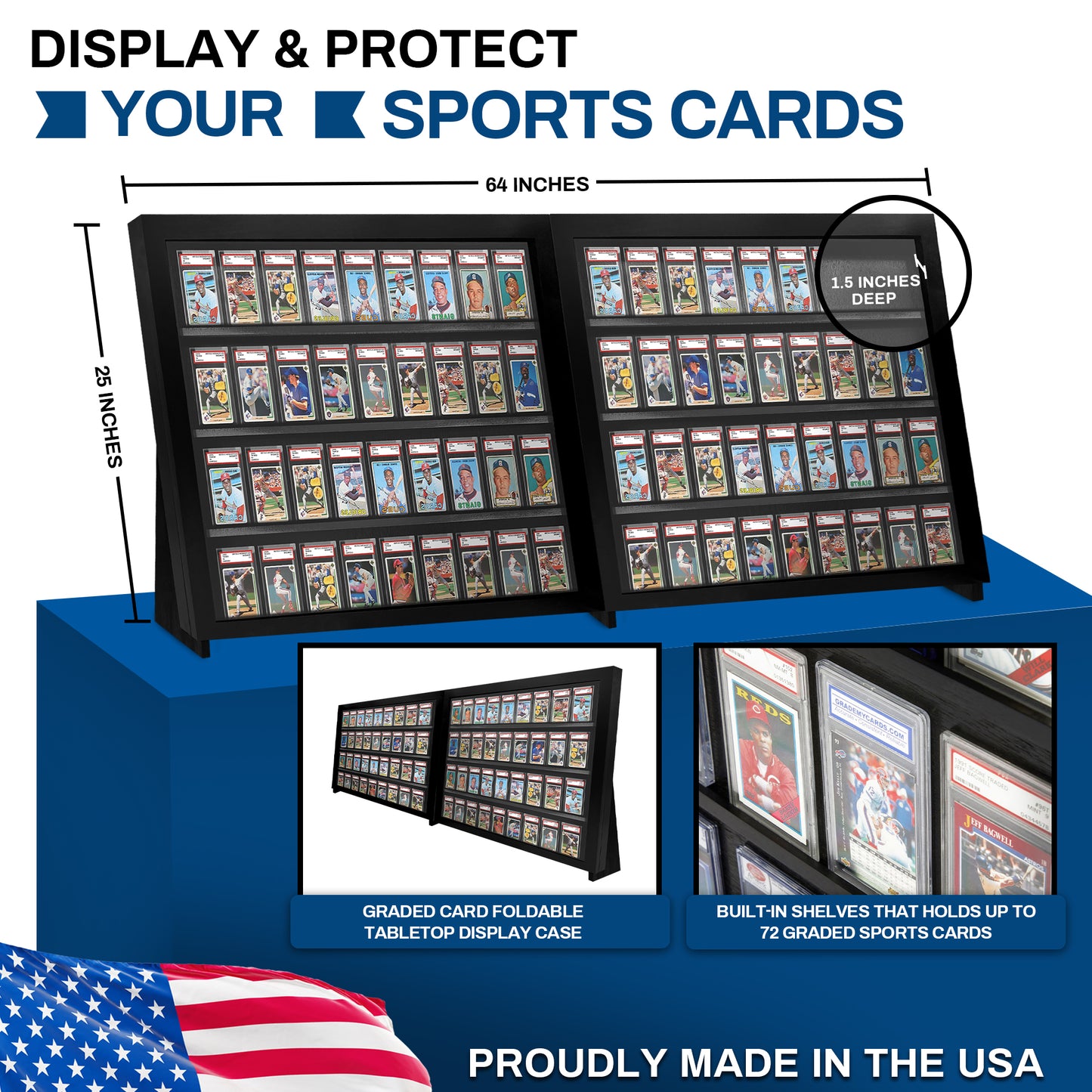 Graded Card Display Tabletop /w Standing Legs - Full Table Top