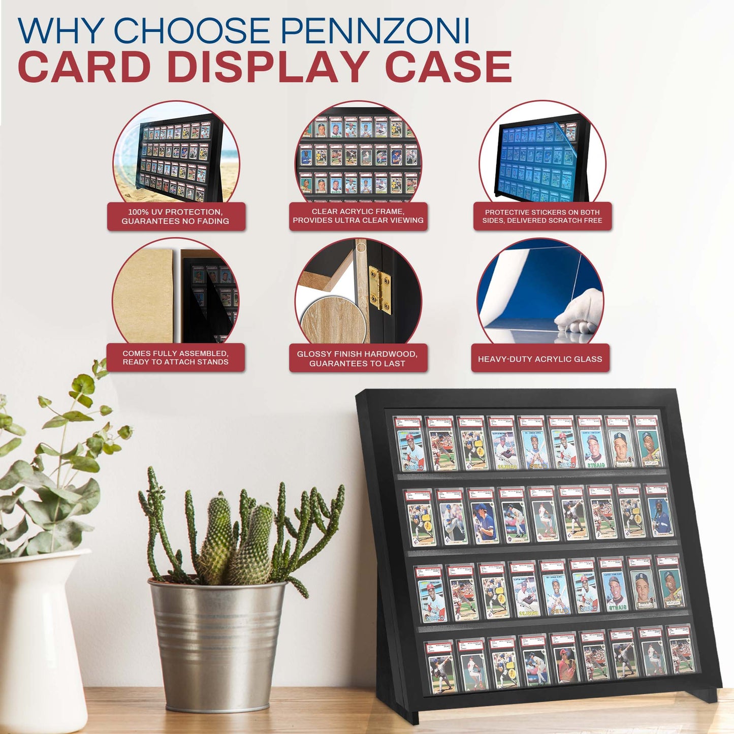 Graded Card Display Case Tabletop /w Standing Legs