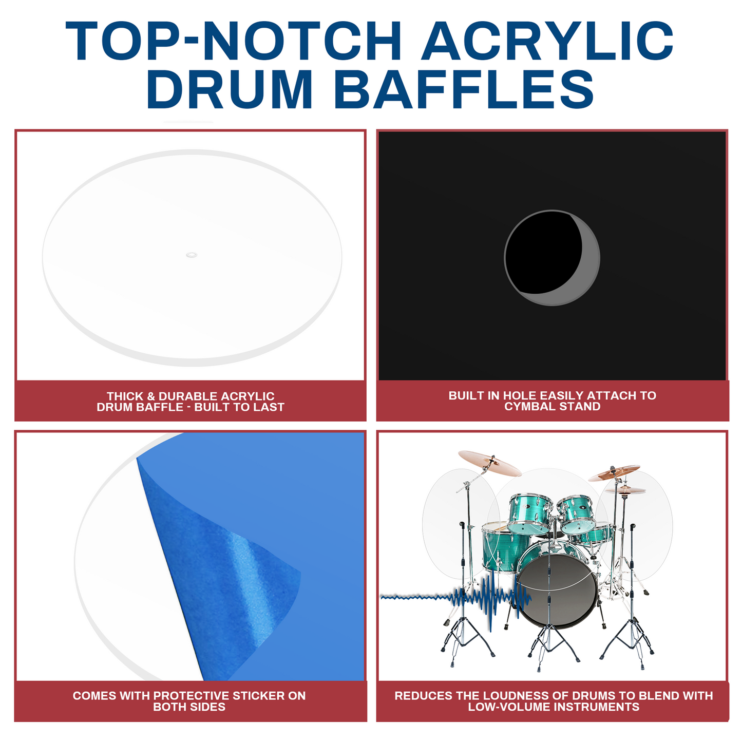 Crystal Clear Acrylic Drum Baffle