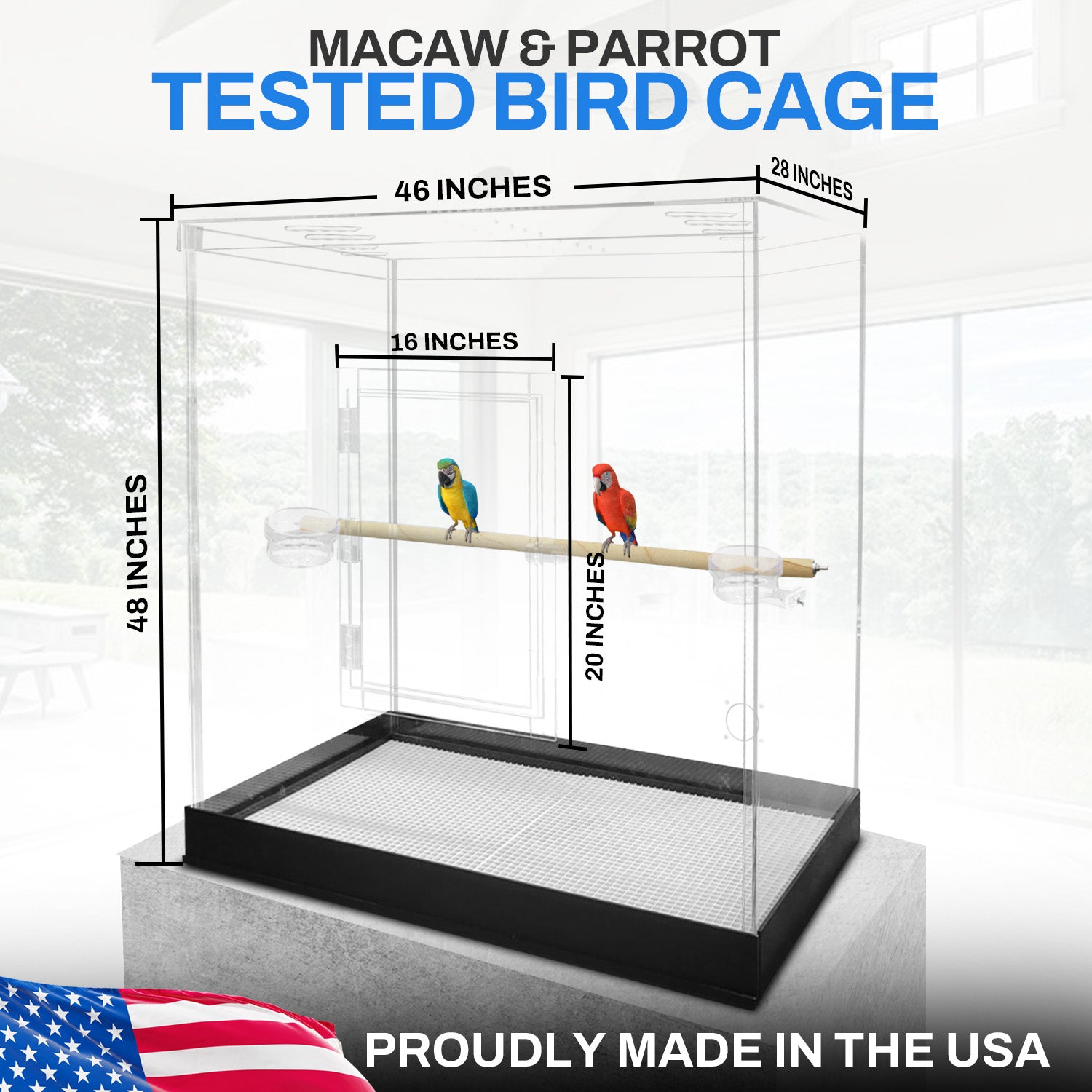 Macaw Acrylic Bird Cage Spacious Safe pennzonidisplay