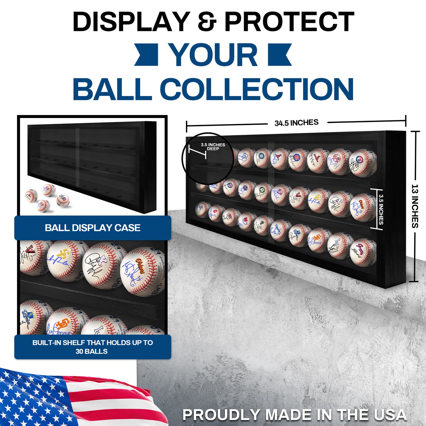 Baseball and Hockey Puck Display (Holds 30 Balls)