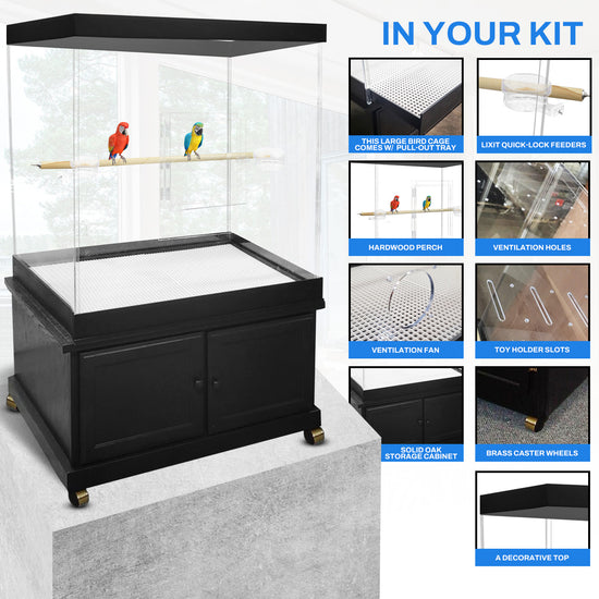 Spacious Acrylic Bird Cage for Home and Aviaries - pennzonidisplay