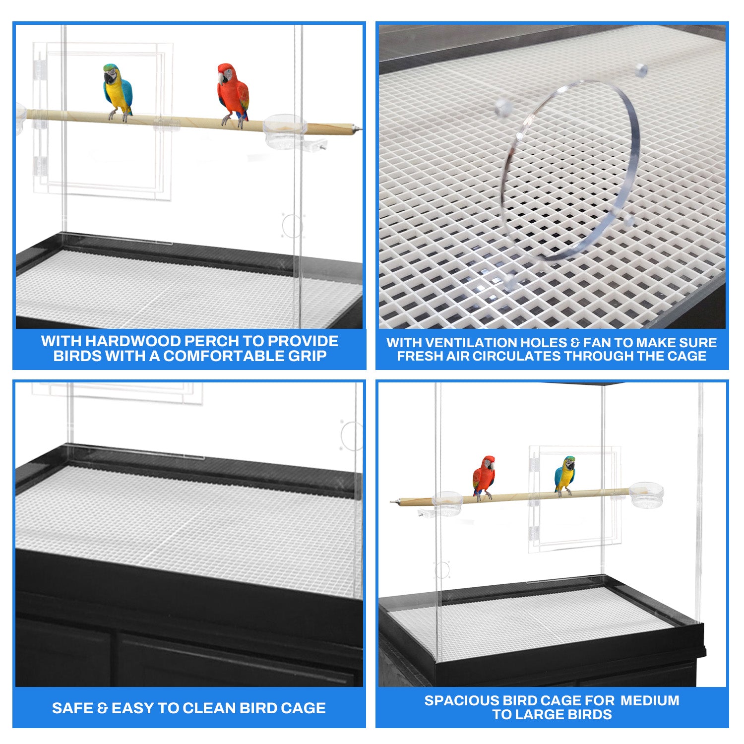 Spacious Acrylic Bird Cage for Home and Aviaries pennzonidisplay