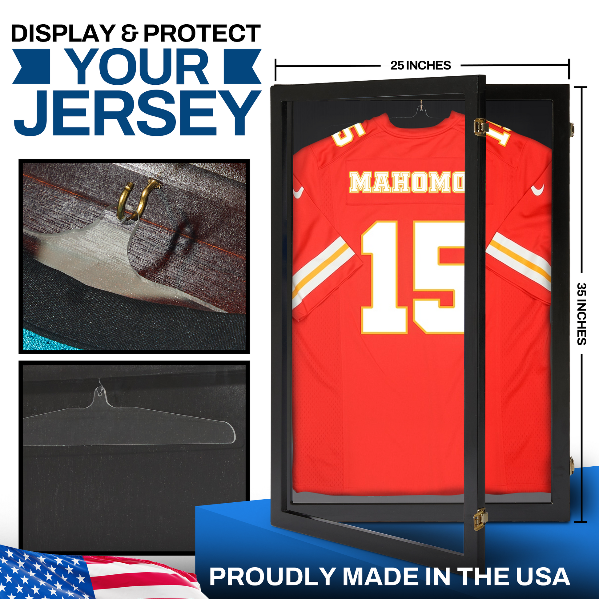 Jersey Display Frame Case Large Frames Shadow Box Lockable with UV  Protection Acrylic Hanger and Wall