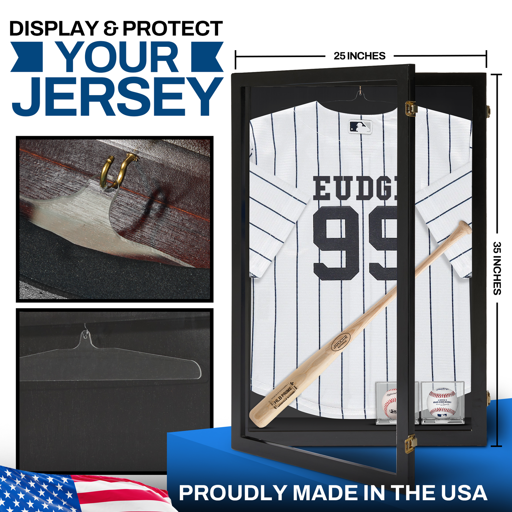 XL Football Hockey Baseball Basketball Jersey Display Case Frame Military  Uniform Shadow Box, UV Protection, 35 X 25 (Black Finish Frame) 