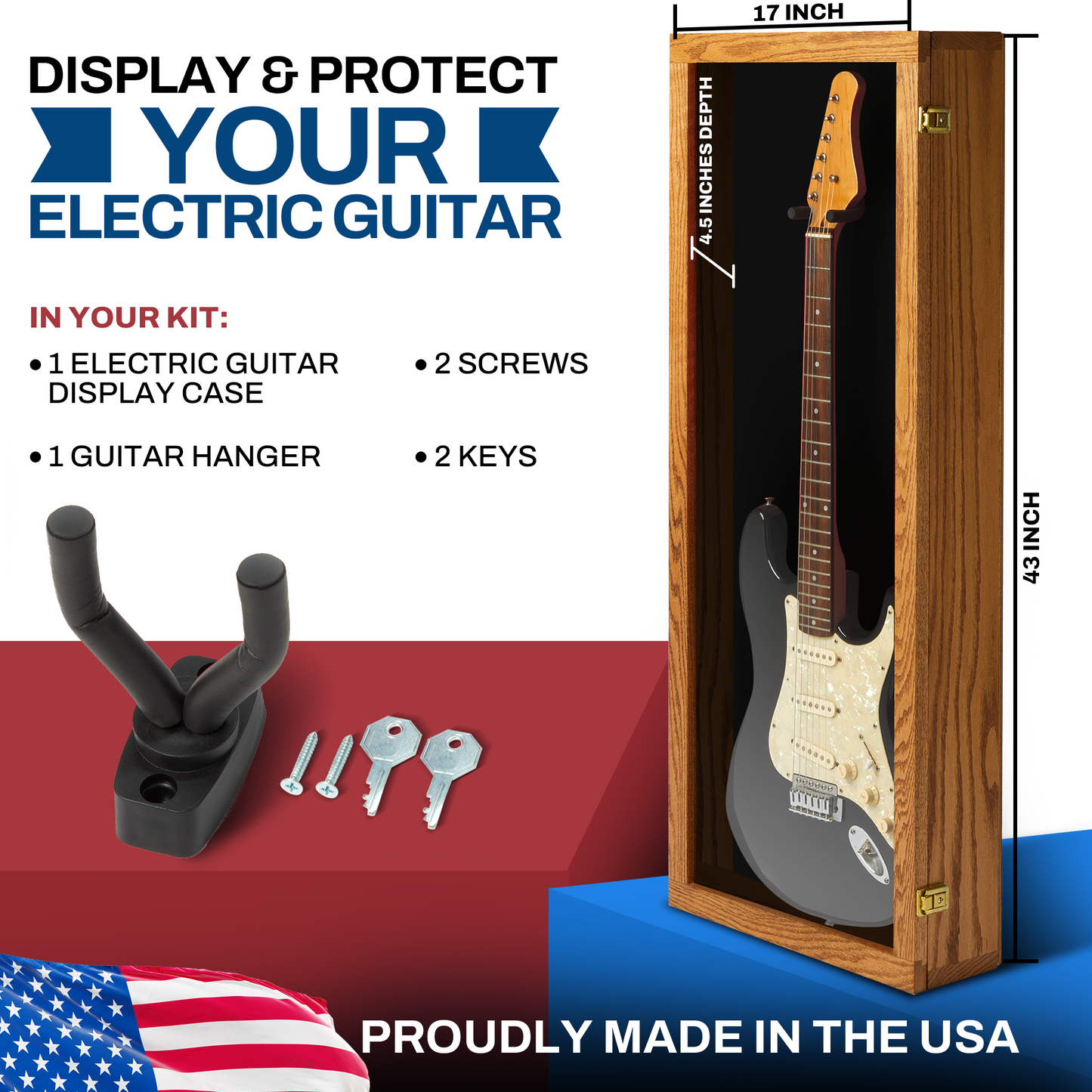 Electric Guitar Display Case - Premium Oak