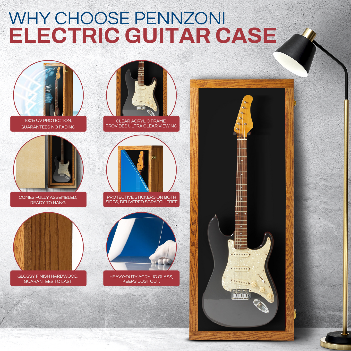 Electric Guitar Display Case - Premium Oak