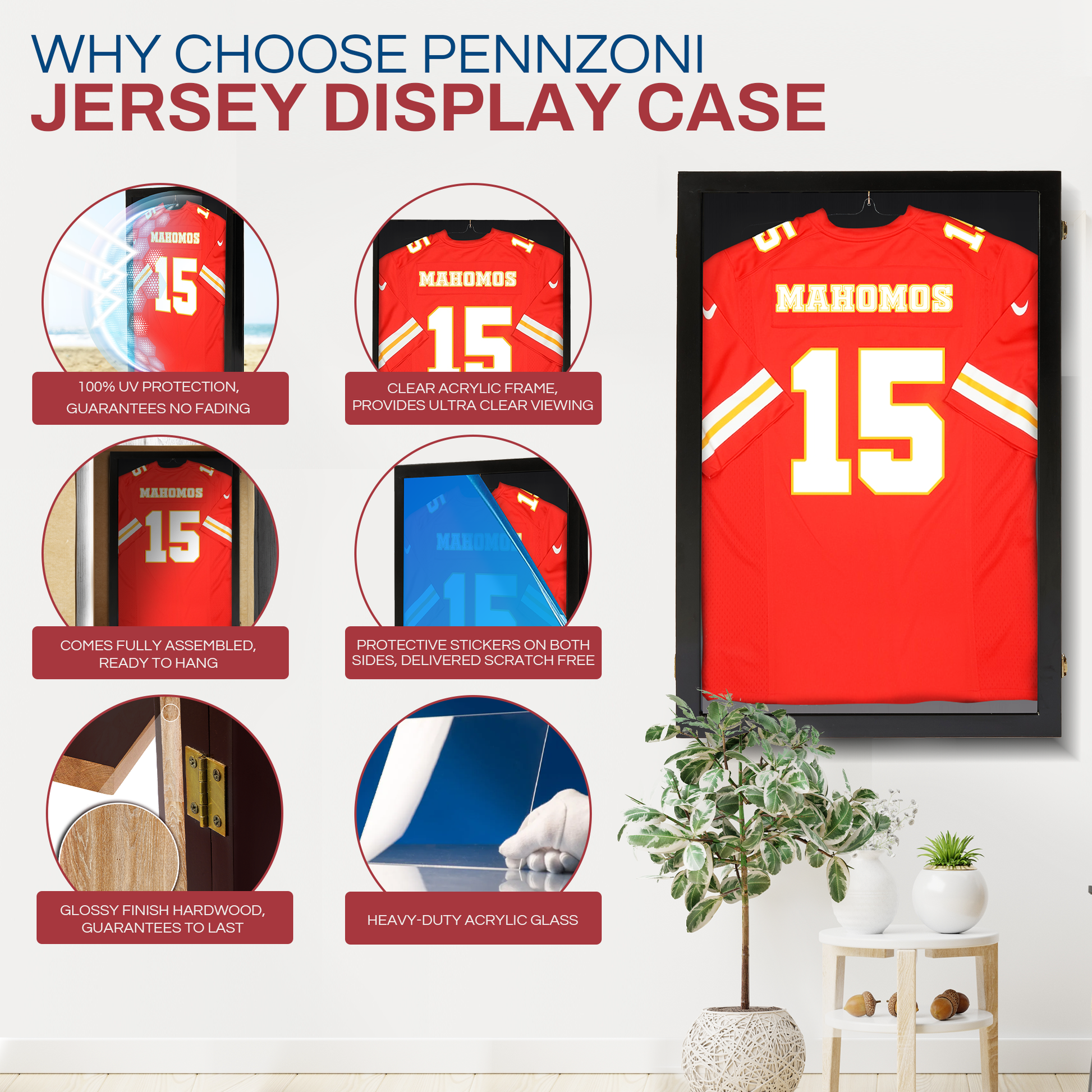 Jersey Framing with Oversized Logo Framed Vertically
