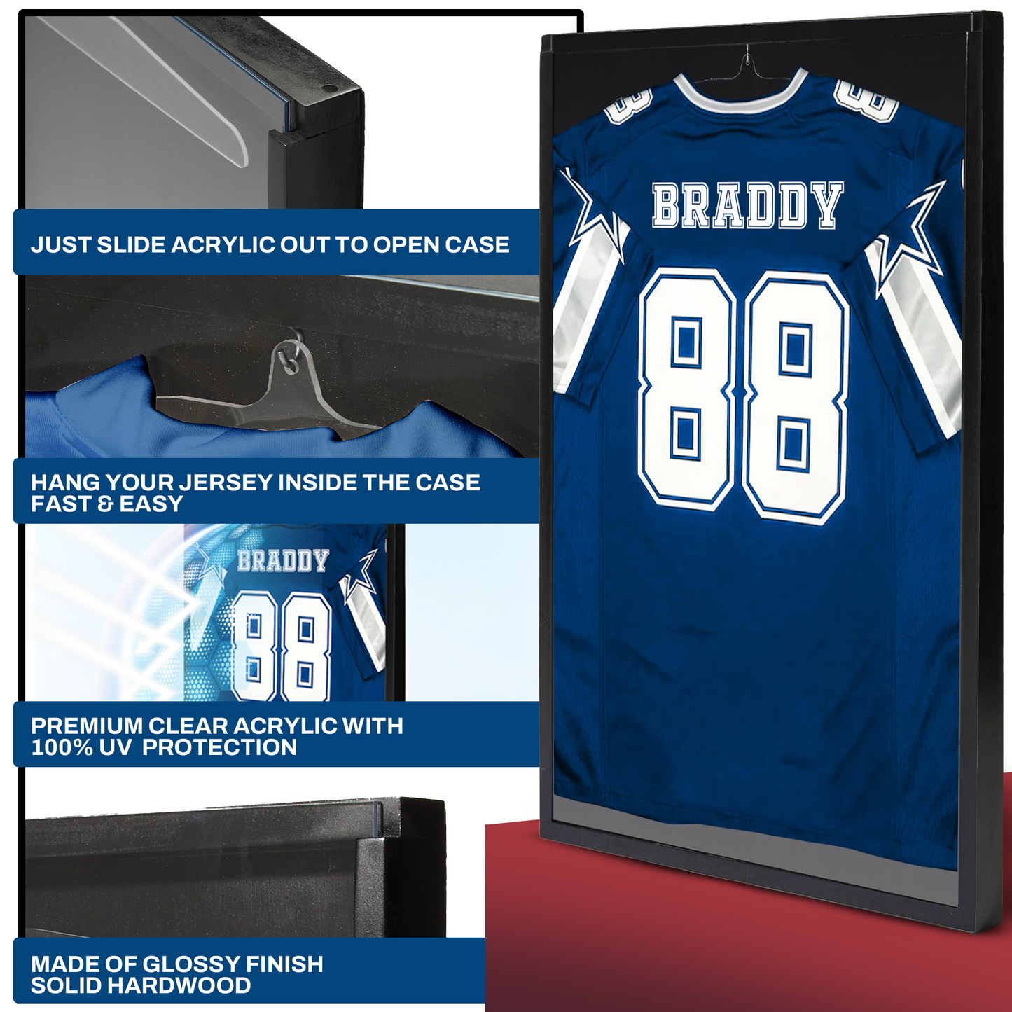 UV Jersey Display Case Frame Shadow Box Cabinet Football